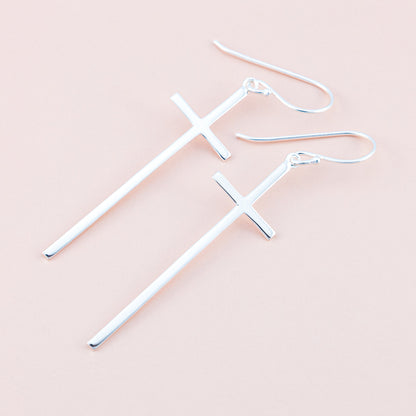 Sterling Silver Cross Drop Earrings - The Silver Alchemist