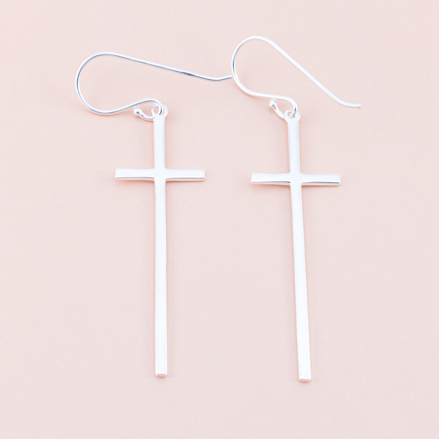 Cross Drop Silver Earrings