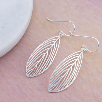 Sterling Silver Feather Drop Earrings - The Silver Alchemist