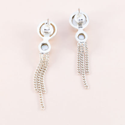 Double Pearl Chain Earrings