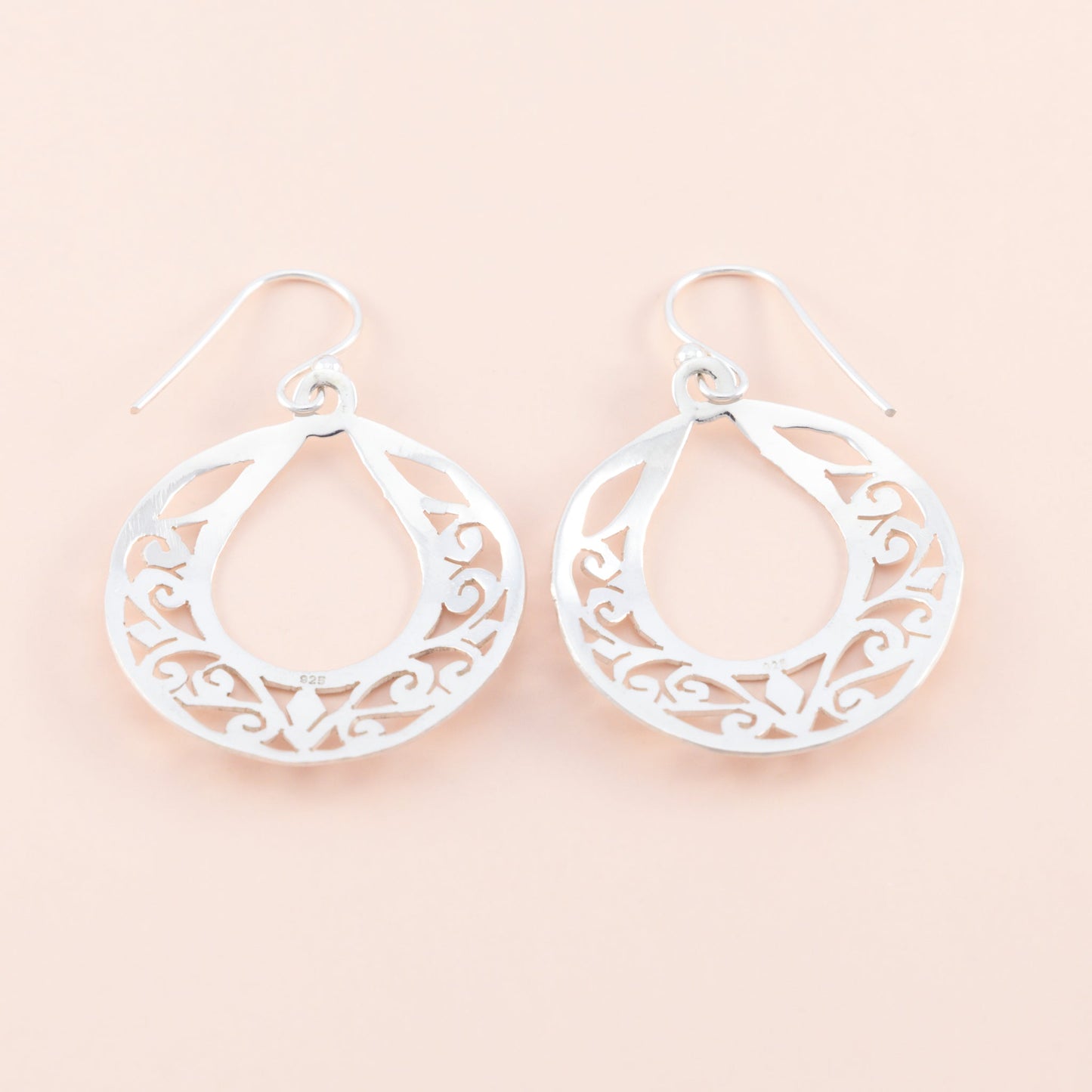 LAST PAIR - Filigree Circle Drop Earrings