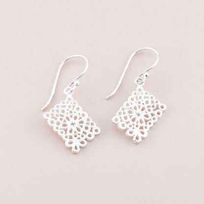 Sterling Silver Filigree Flower Dangle Earrings - The Silver Alchemist