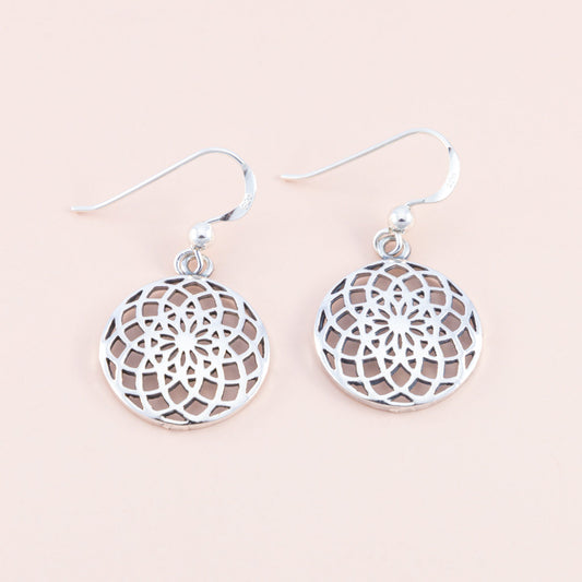 Sterling Silver Flower of Life Earrings - The Silver Alchemist