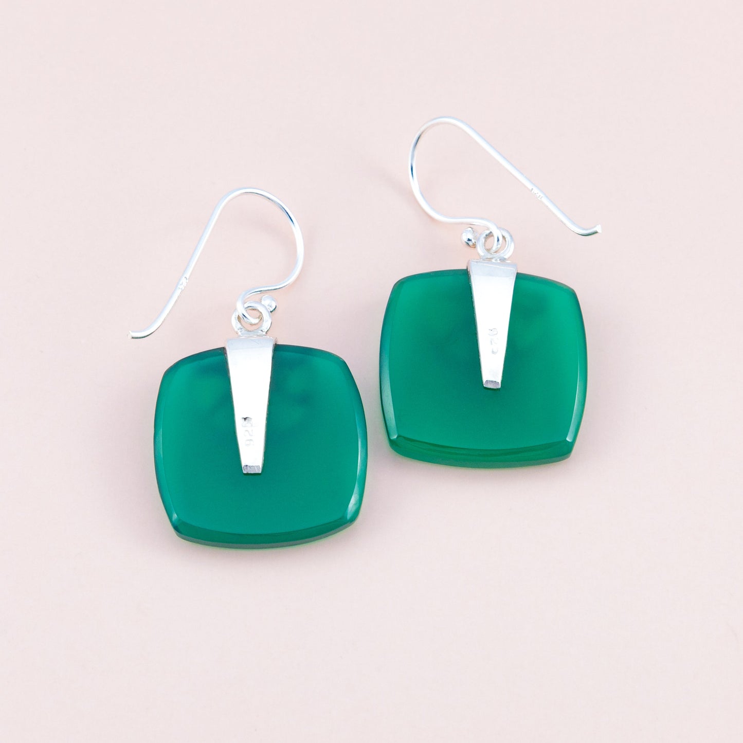 LAST PAIR - Green Onyx Flat Earrings