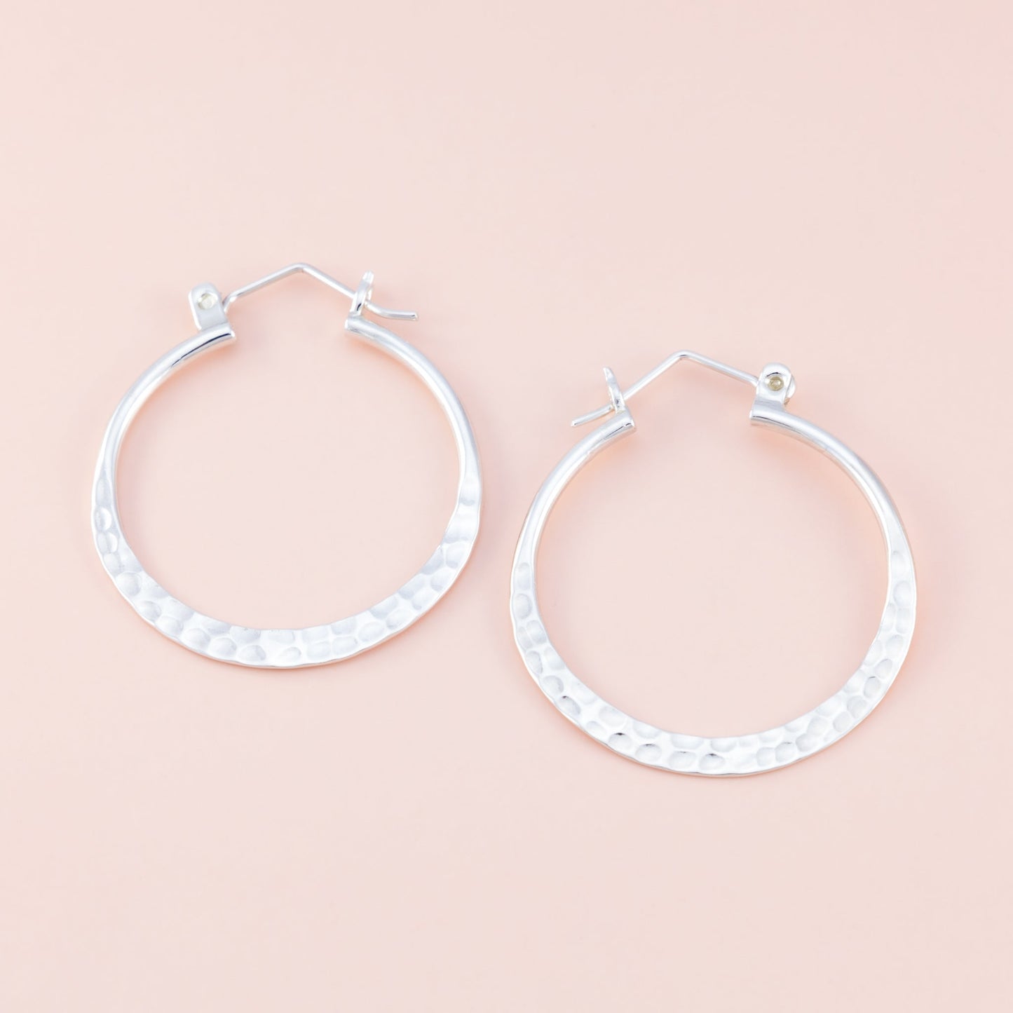 Sterling Silver Half Hammered Hoops - The Silver Alchemist