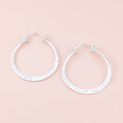 Sterling Silver Half Hammered Hoops - The Silver Alchemist