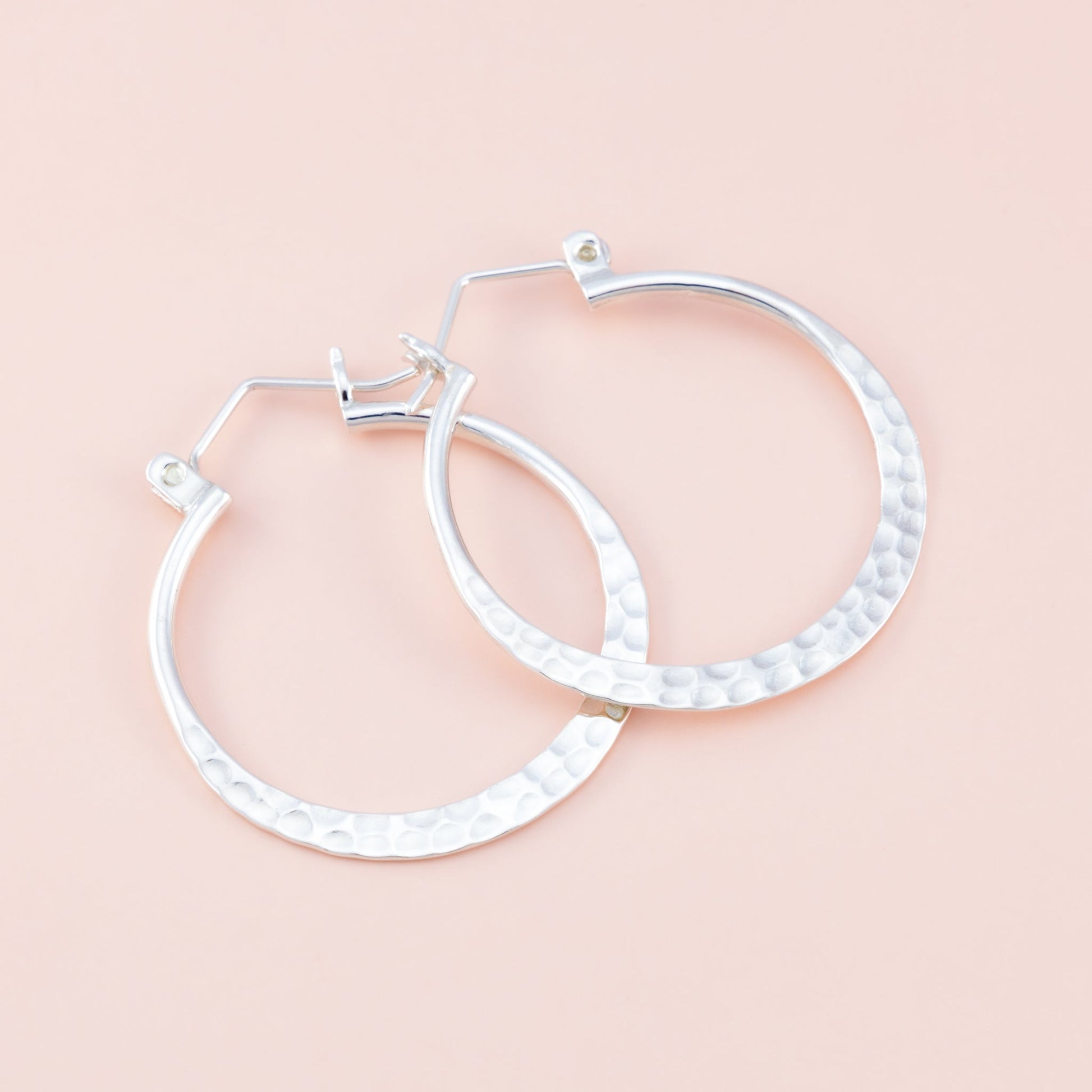 Sterling Silver Half Hammered Hoops - The Silver Alchemist