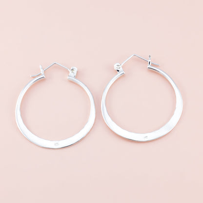 Half Hammered Silver Hoops