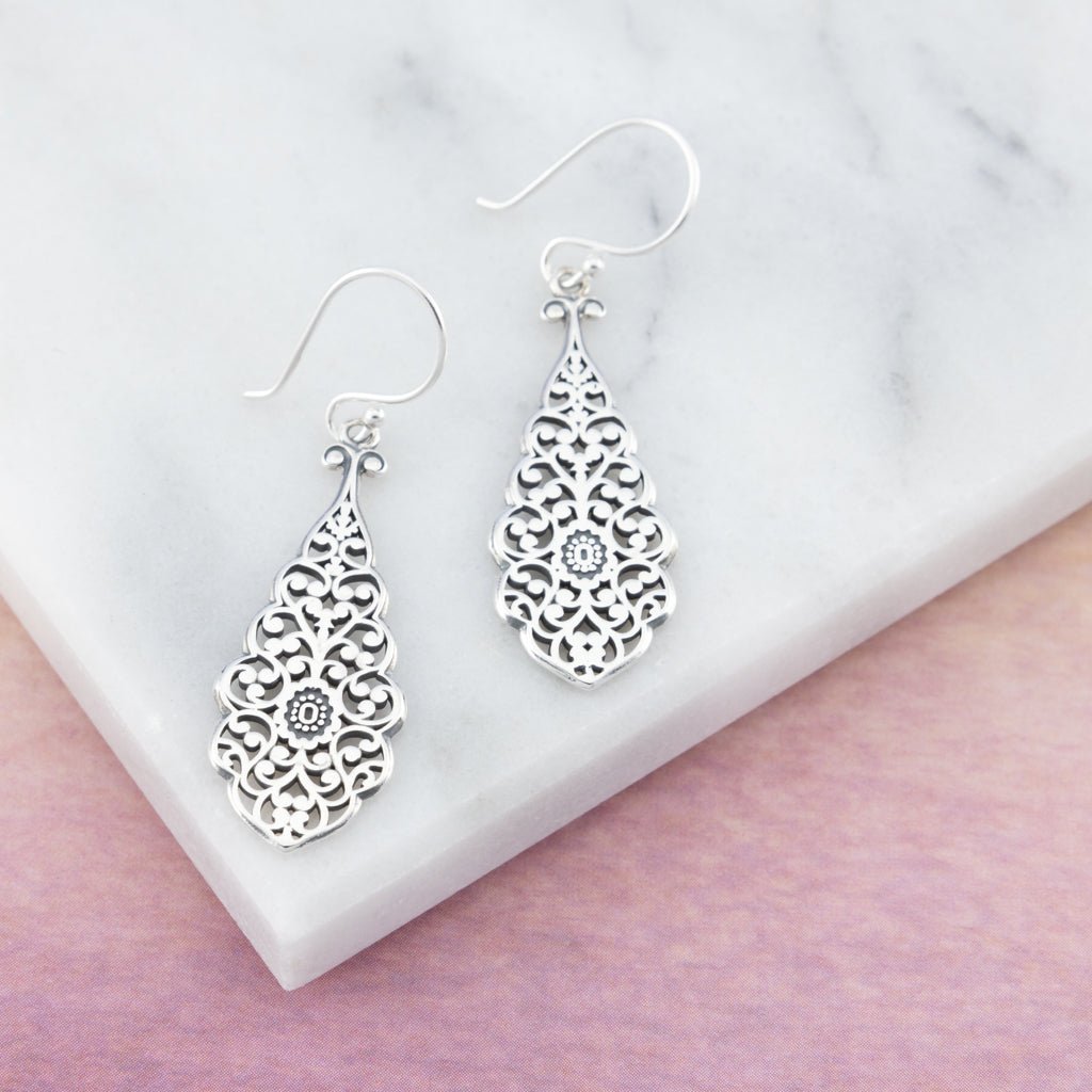 Sterling Silver Intricate Filigree Drop Earrings - The Silver Alchemist