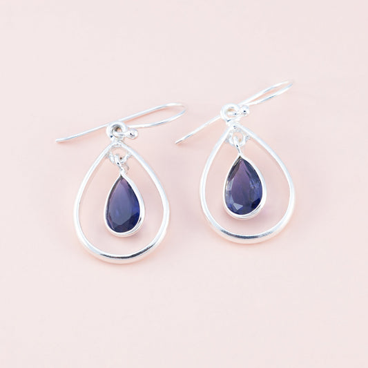 Sterling Silver Iolite Water Drop Dangle Earrings - The Silver Alchemist