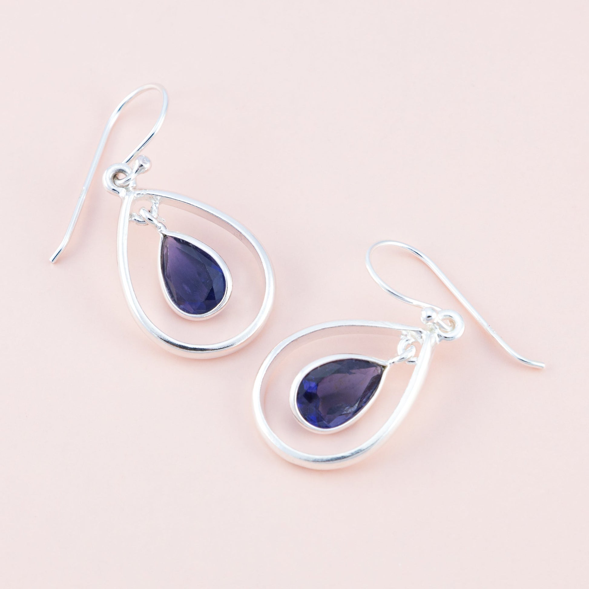 Sterling Silver Iolite Water Drop Dangle Earrings - The Silver Alchemist