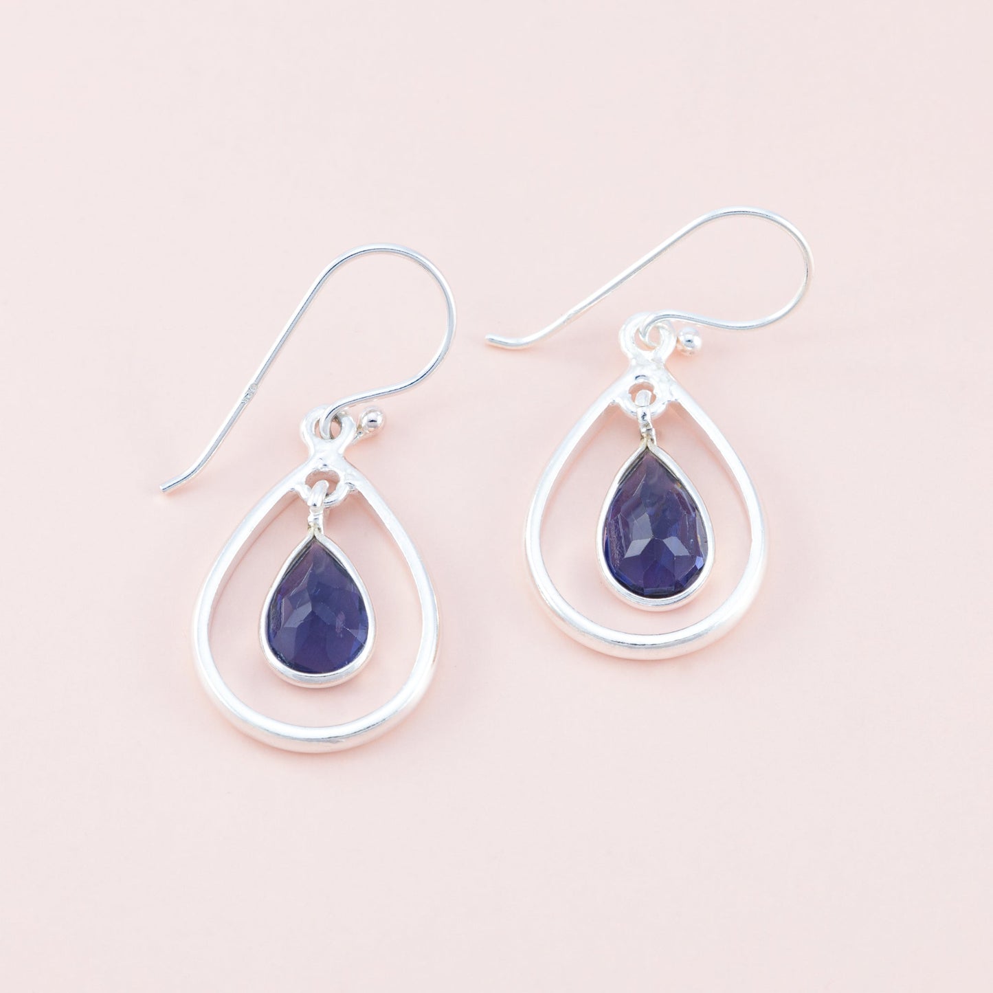 Iolite Dangle Silver Earrings