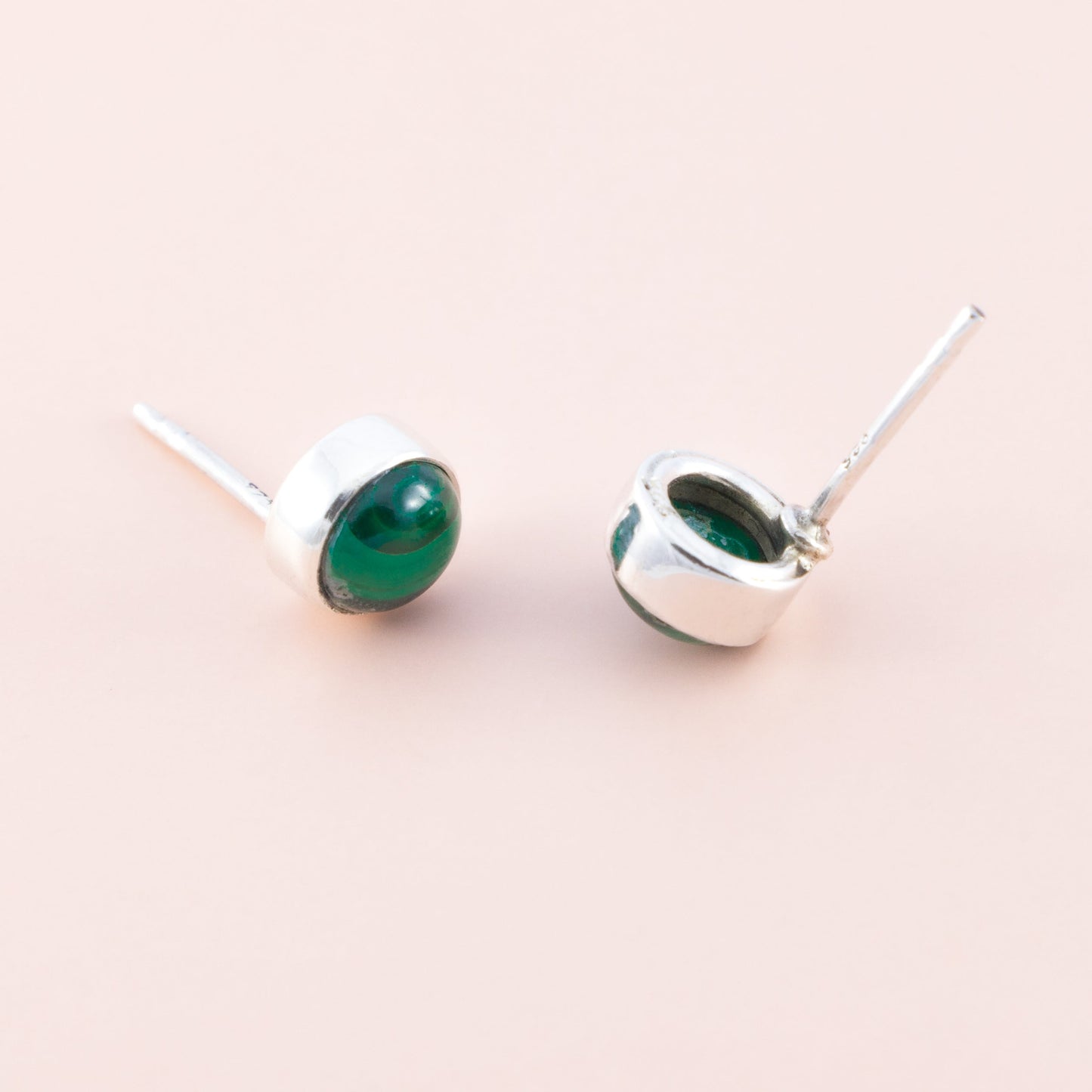 Sterling Silver Malachite Gemstone Studs - The Silver Alchemist