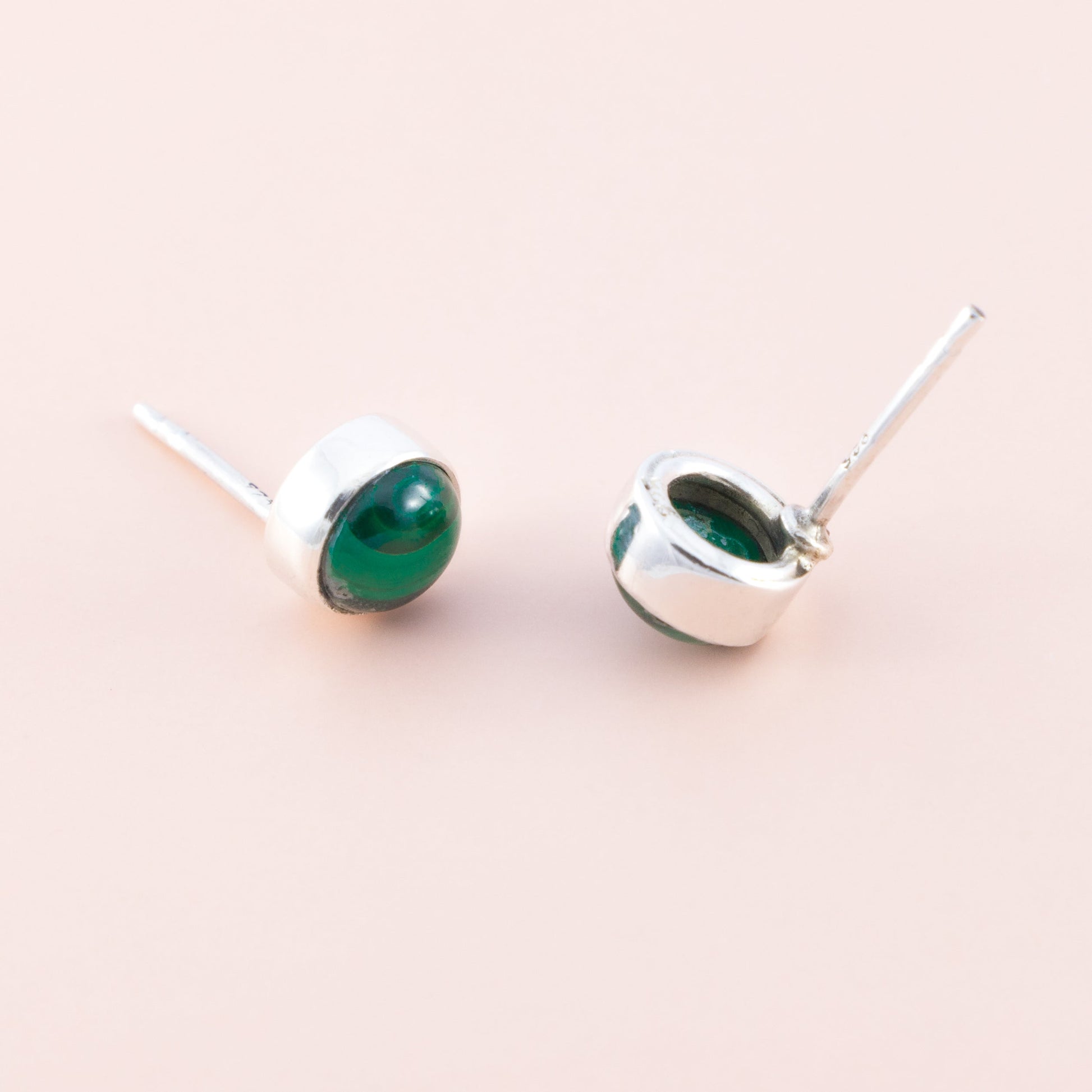 Sterling Silver Malachite Gemstone Studs - The Silver Alchemist