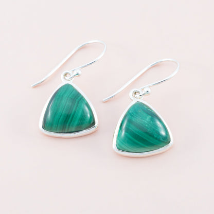 Sterling Silver Malachite Gemstone Earrings - The Silver Alchemist