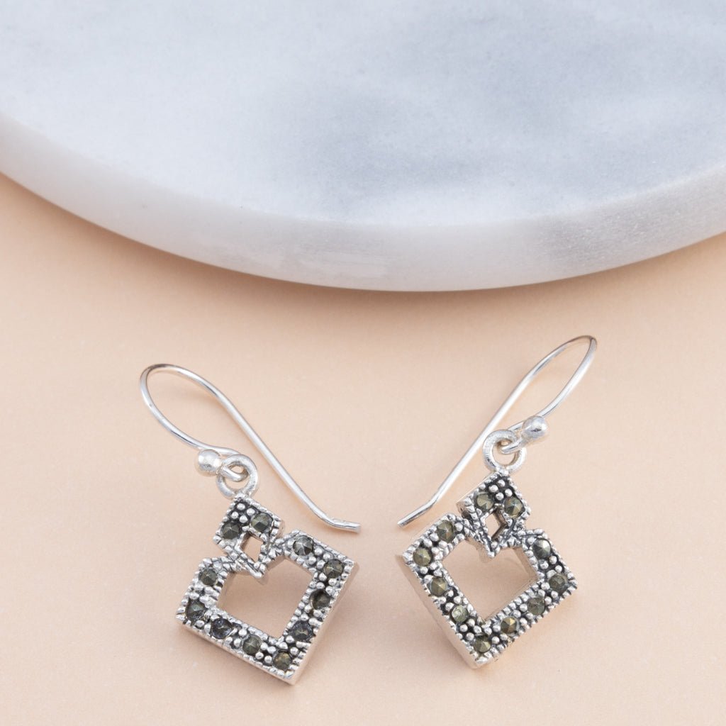 Sterling Silver Marcasite Abstract Earrings - The Silver Alchemist