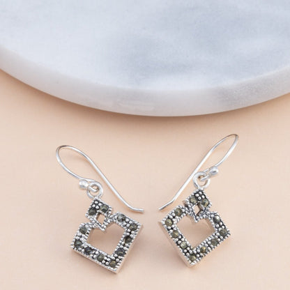 Sterling Silver Marcasite Abstract Earrings - The Silver Alchemist