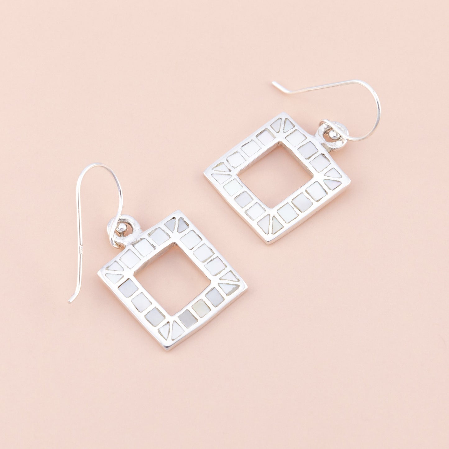 Sterling Silver Mother of Pearl Square Earrings - The Silver Alchemist