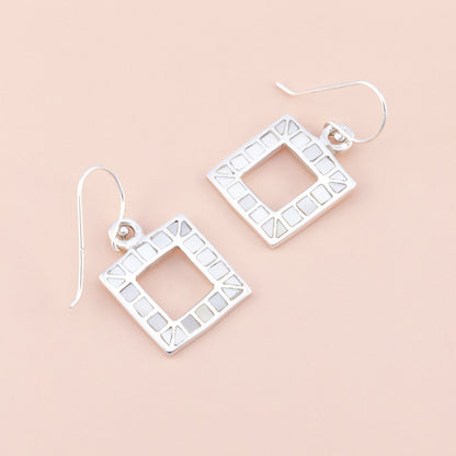 Sterling Silver Mother of Pearl Square Earrings - The Silver Alchemist