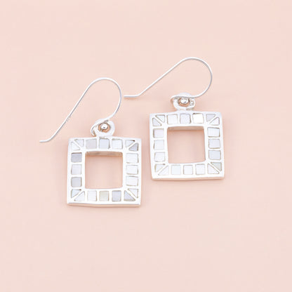 Sterling Silver Mother of Pearl Square Earrings - The Silver Alchemist