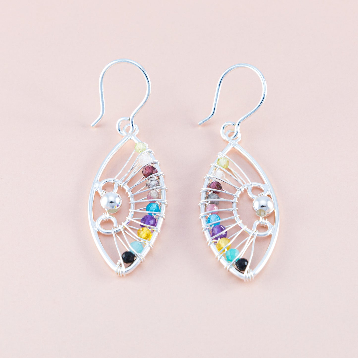 Sterling Silver Multi Gemstone Beaded Earrings - The Silver Alchemist