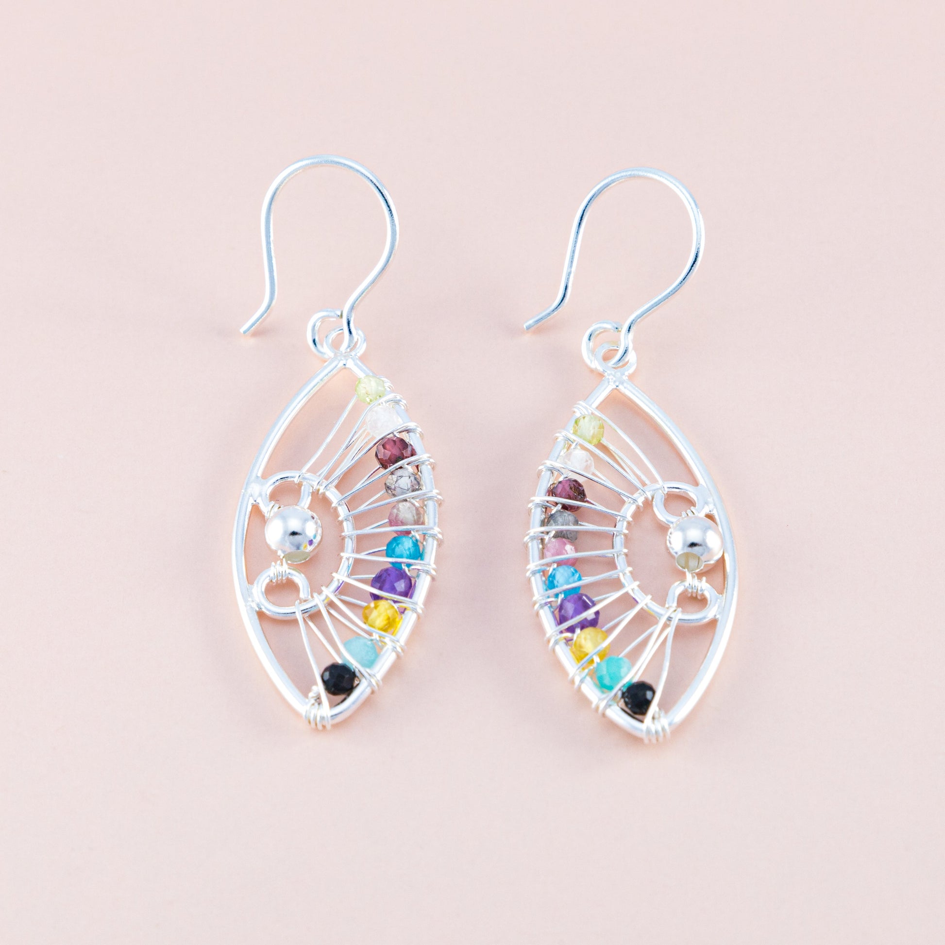 Sterling Silver Multi Gemstone Beaded Earrings - The Silver Alchemist