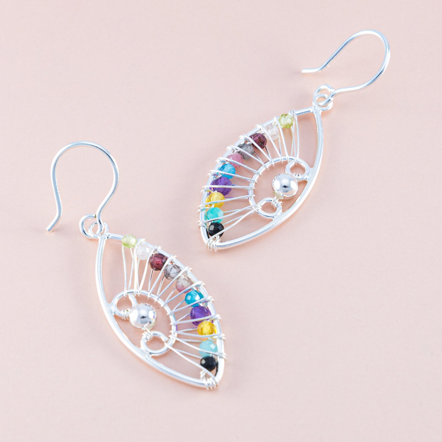 Sterling Silver Multi Gemstone Beaded Earrings - The Silver Alchemist