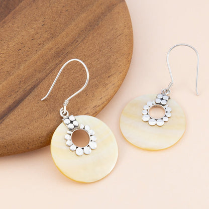 Sterling Silver Yellow Shell Earrings - The Silver Alchemist