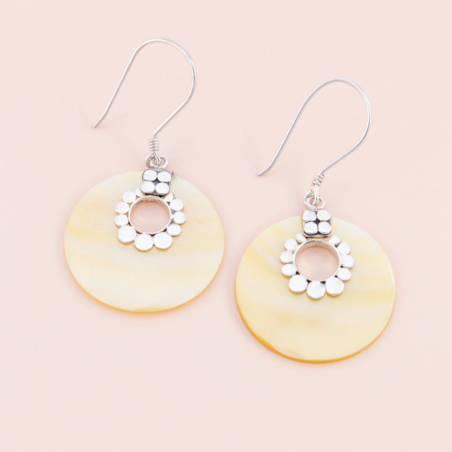 Sterling Silver Yellow Shell Earrings - The Silver Alchemist