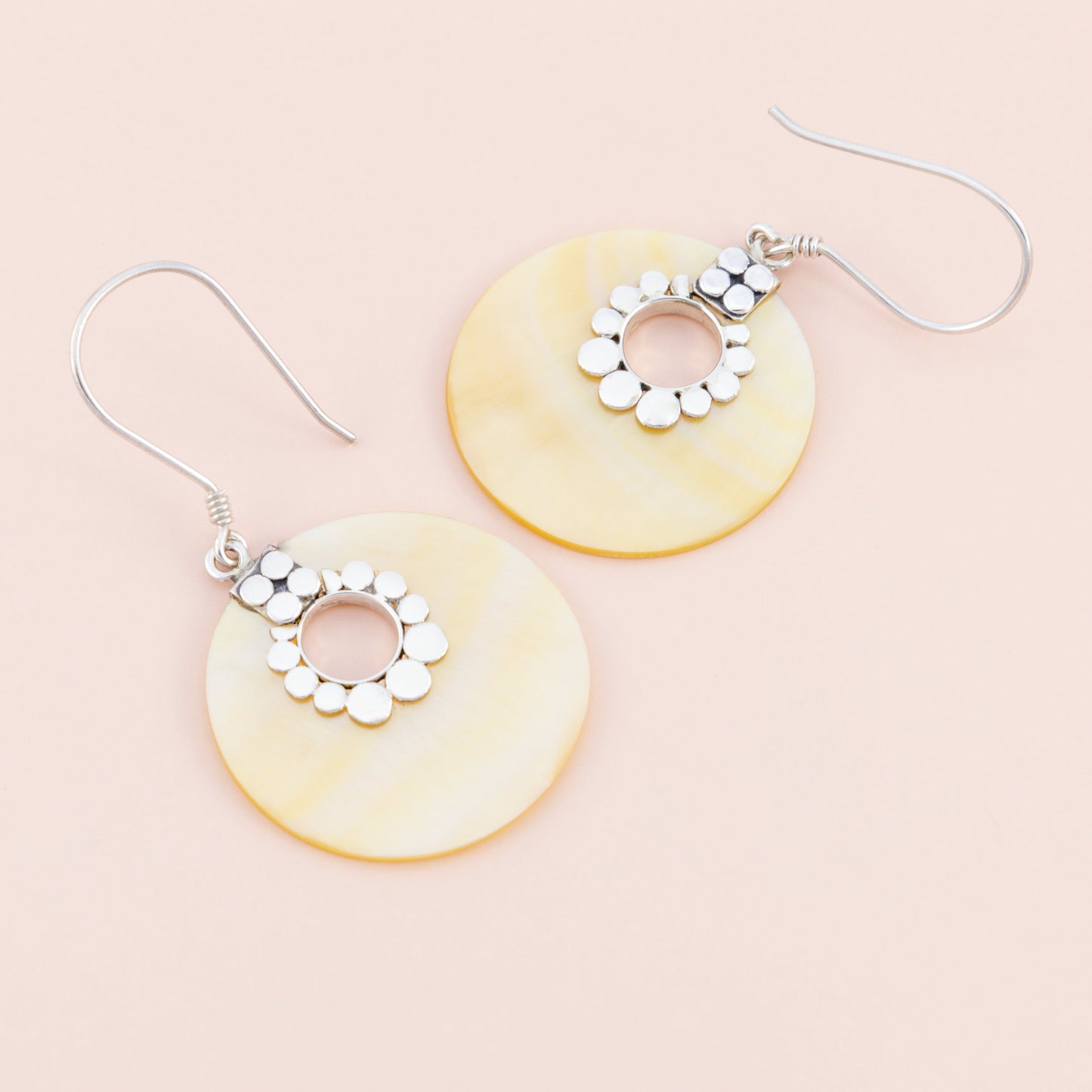 Sterling Silver Yellow Shell Earrings - The Silver Alchemist