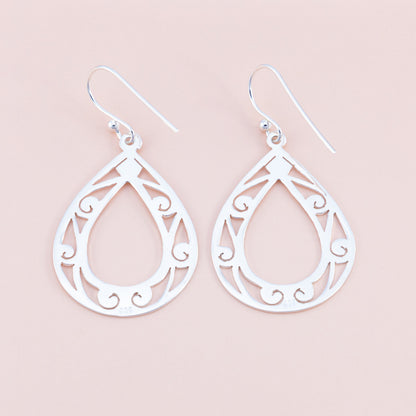 Peace Drop Silver Earrings