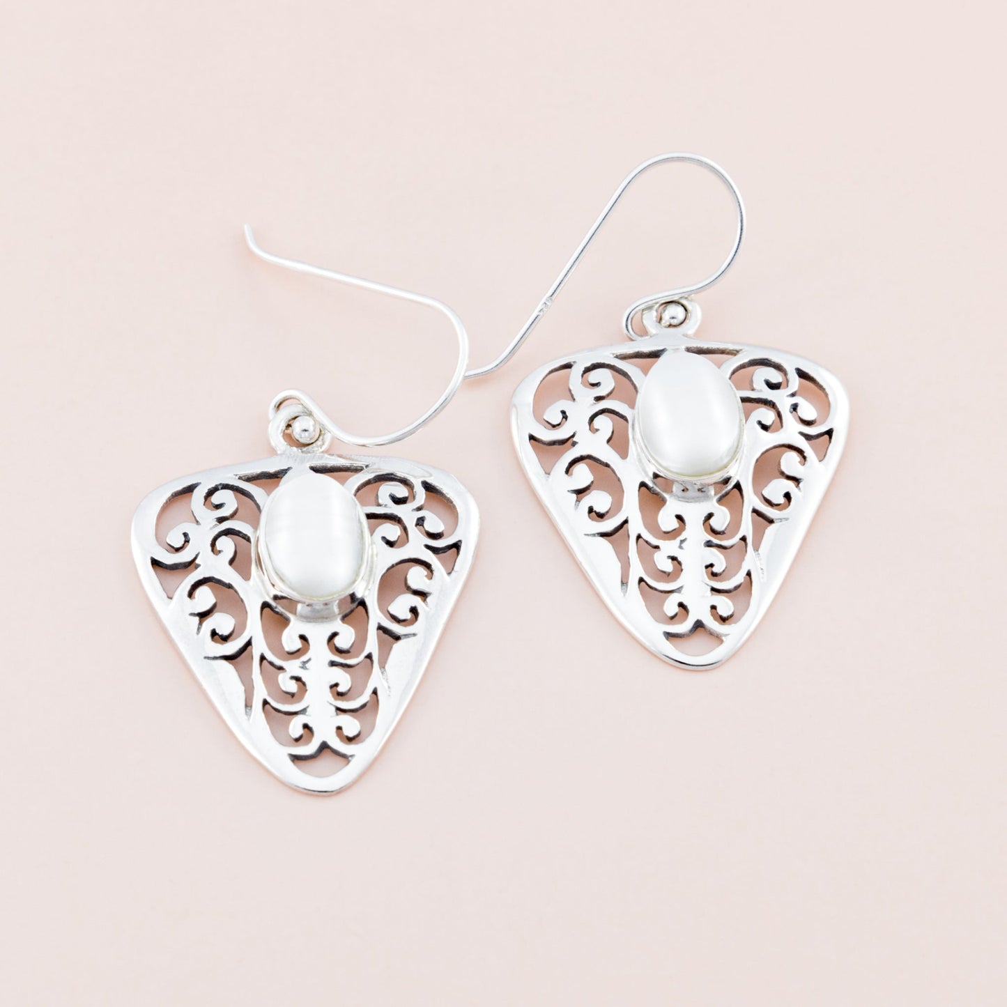 Sterling Silver Pearl Filigree Dangle Earrings - The Silver Alchemist