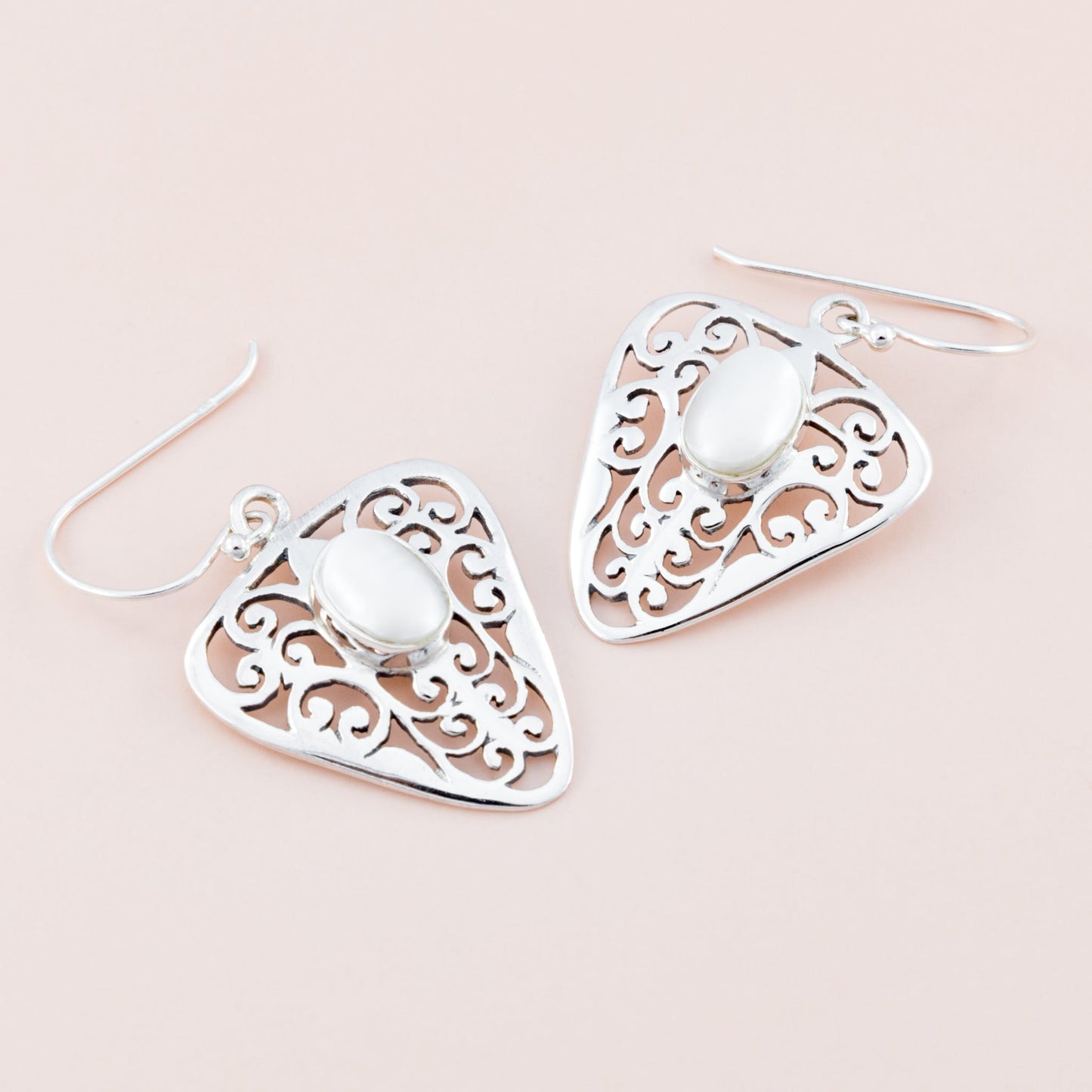 Sterling Silver Pearl Filigree Dangle Earrings - The Silver Alchemist