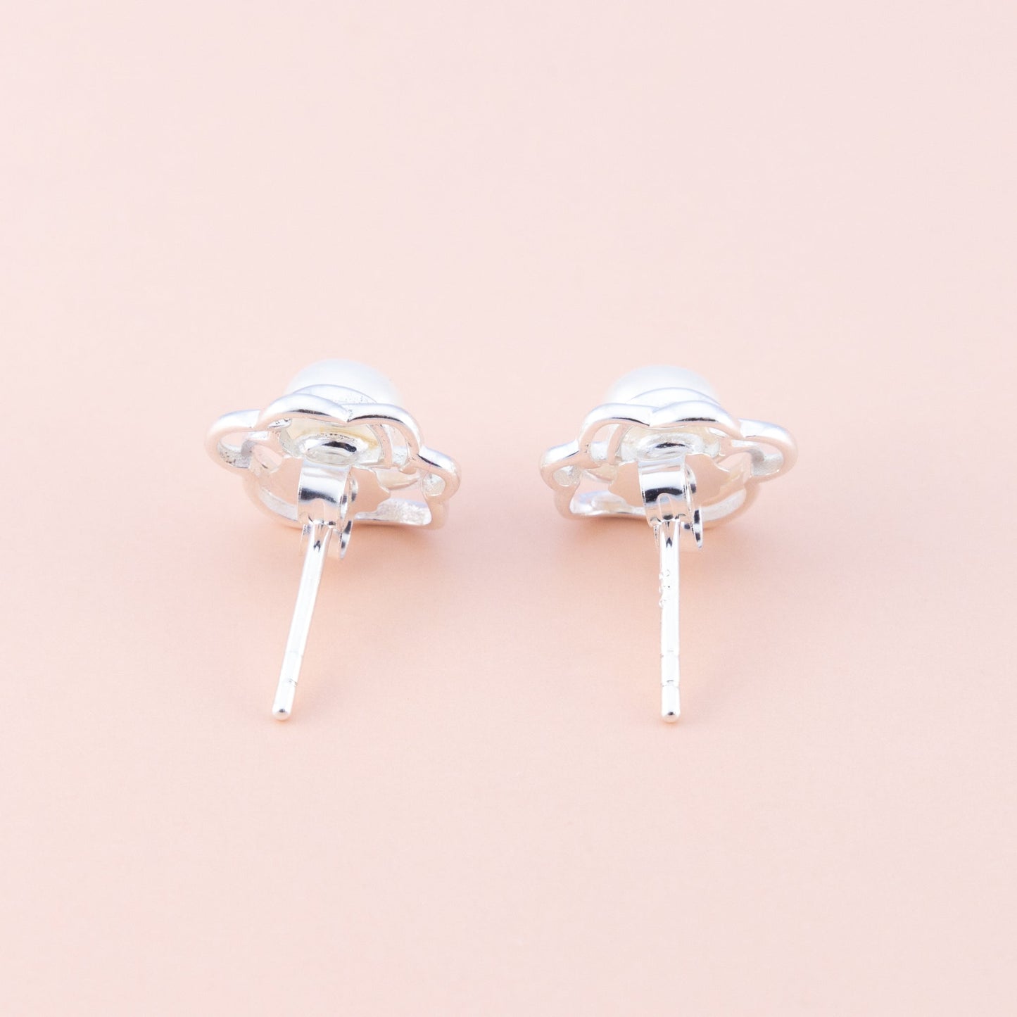 Pearl Flower Silver Studs