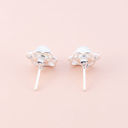 Pearl Flower Silver Studs