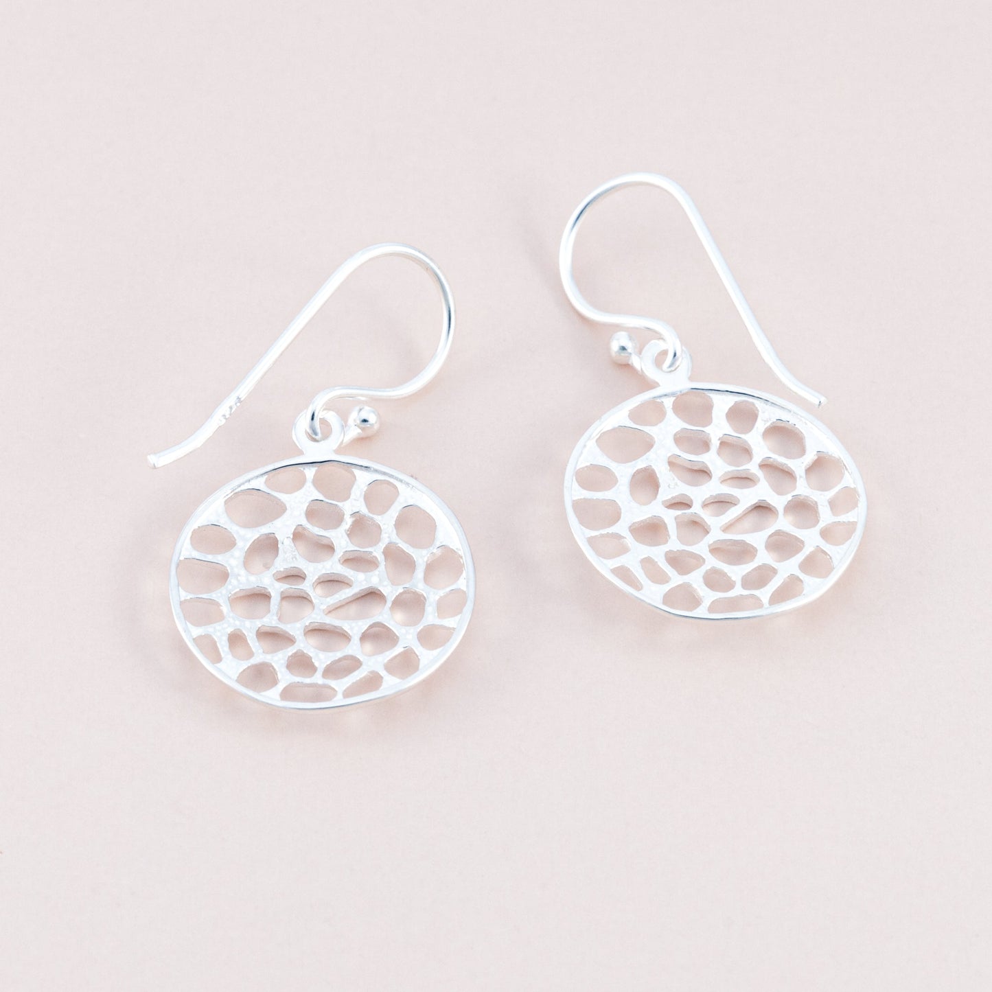 Perforated Silver Dangle Earrings