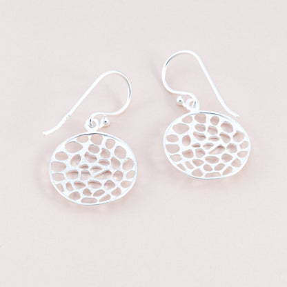 Perforated Silver Dangle Earrings