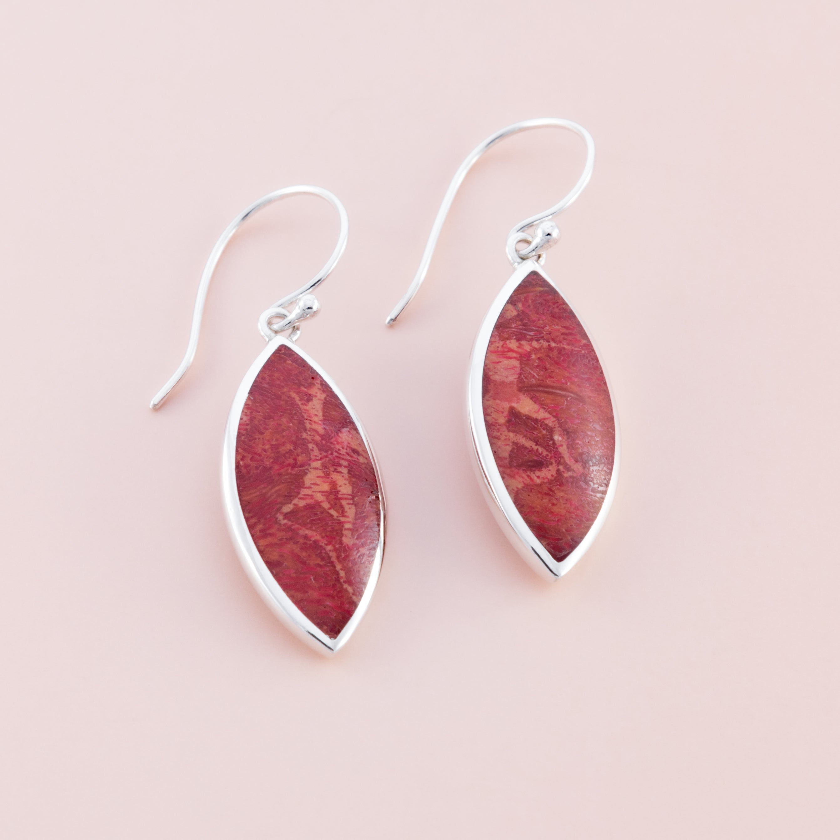 Red coral sale stone earrings