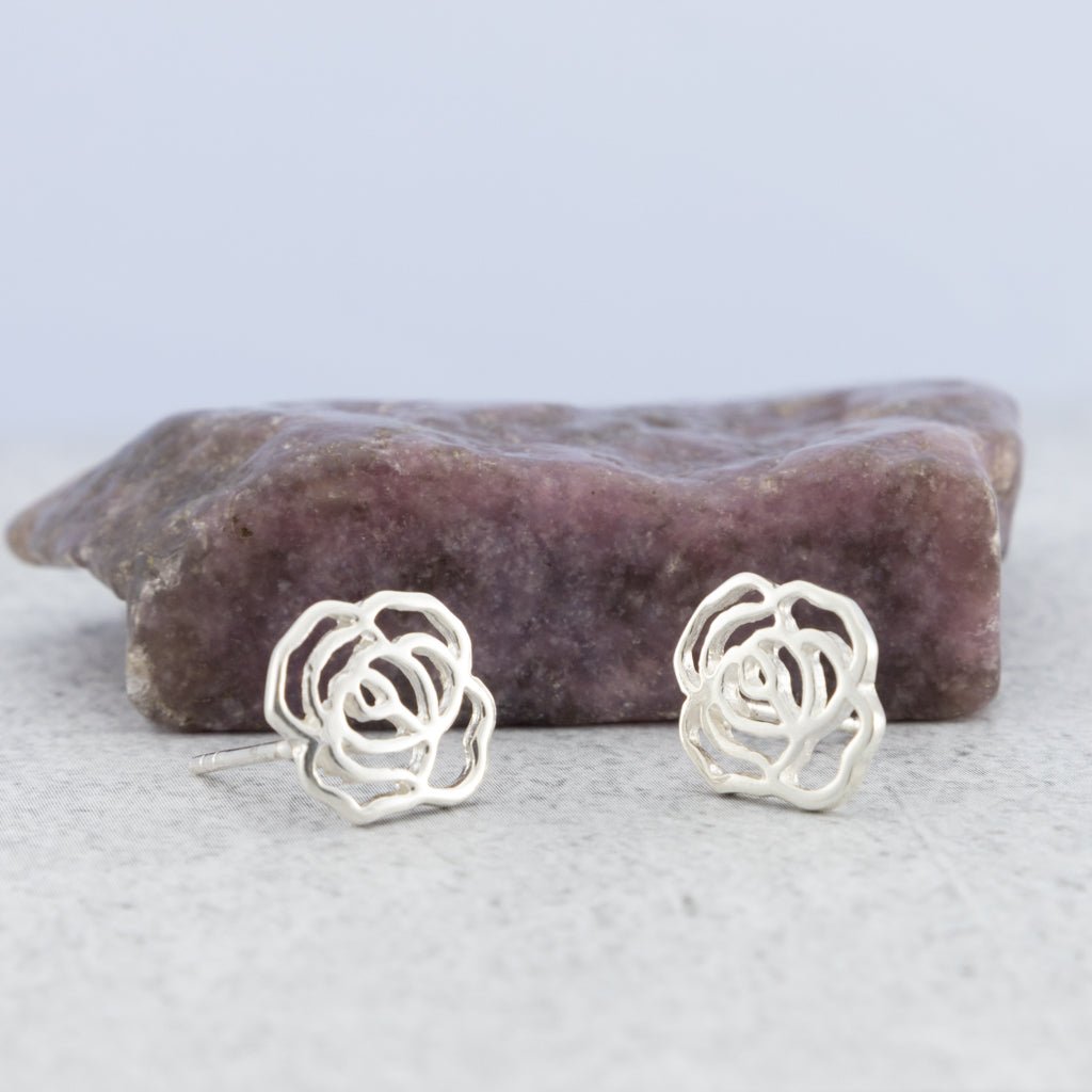 Sterling Silver Rose Studs - The Silver Alchemist