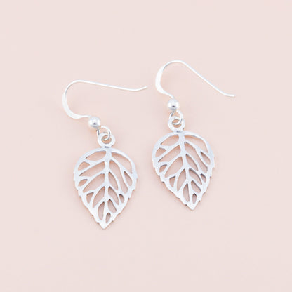 Smooth Leaf Silver Earrings