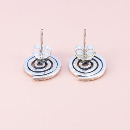 Spiral Hammered Silver Studs