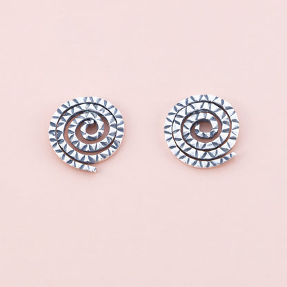 Sterling Silver Spiral Hammered Studs - The Silver Alchemist