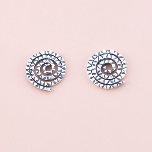 Sterling Silver Spiral Hammered Studs - The Silver Alchemist