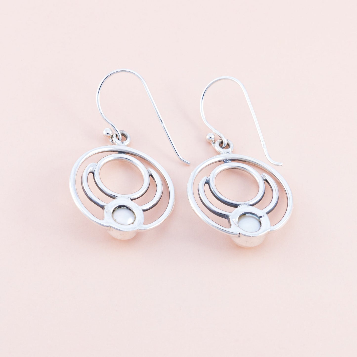 Spiralling Silver Pearl Earrings