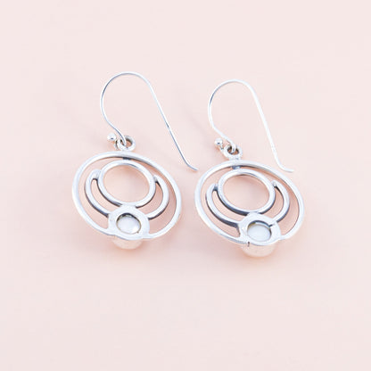 Spiralling Silver Pearl Earrings