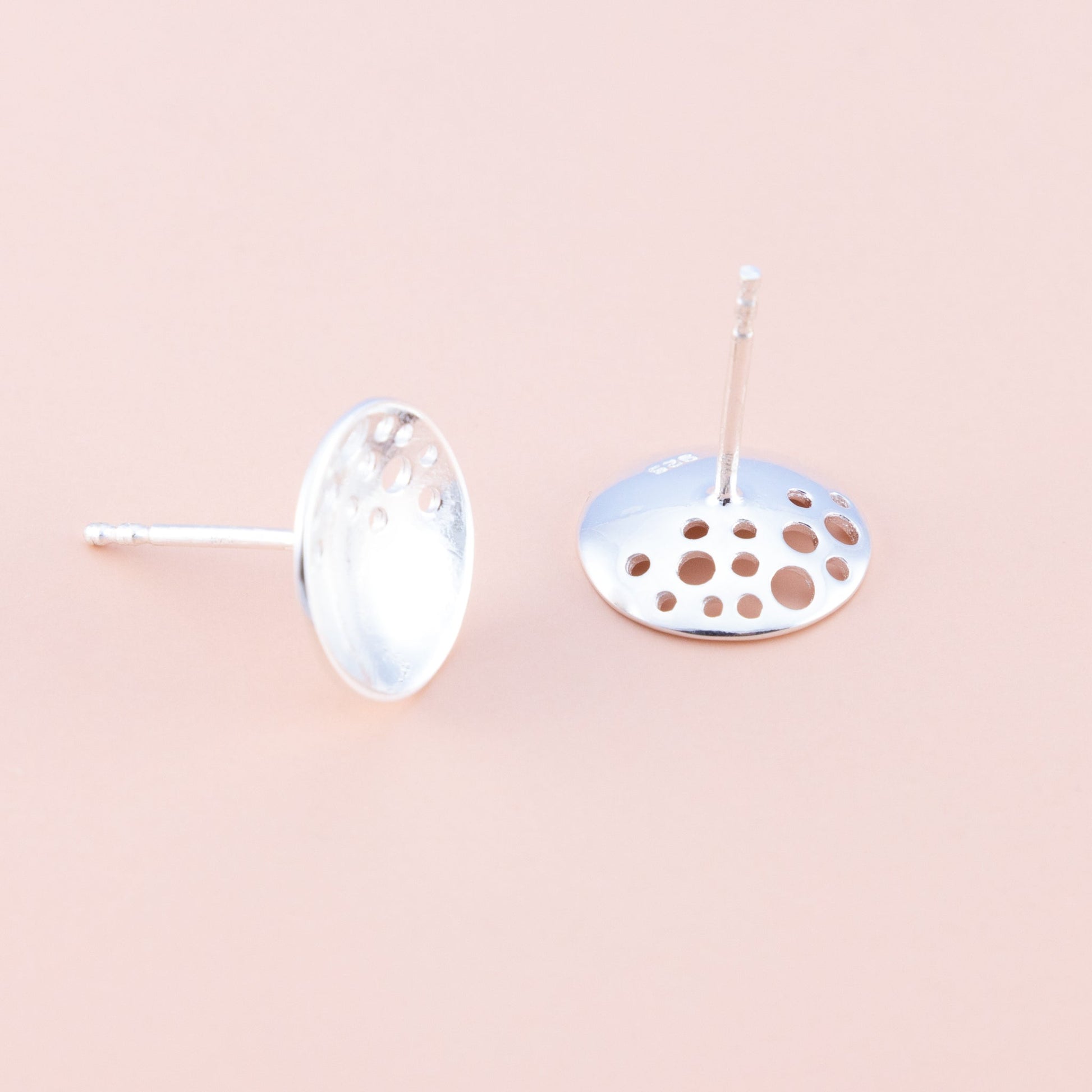 Sterling Silver Spotty Satellite Dish Studs - The Silver Alchemist