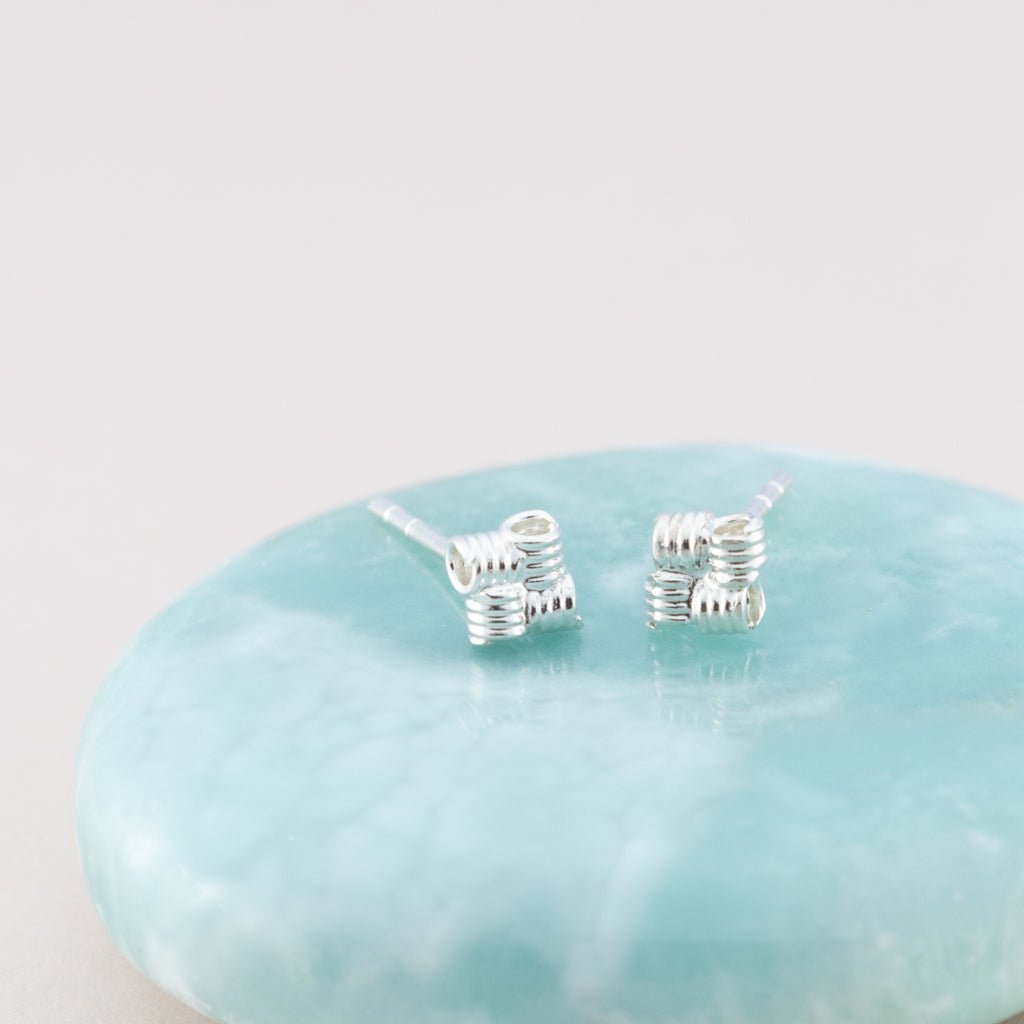 Sterling Silver Square Rope Studs - The Silver Alchemist