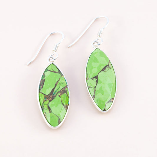 Sterling Silver Synthetic Green Copper Turquoise Earrings - The Silver Alchemist