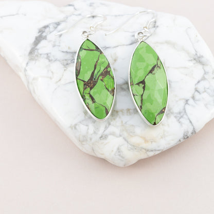 Sterling Silver Synthetic Green Copper Turquoise Earrings - The Silver Alchemist