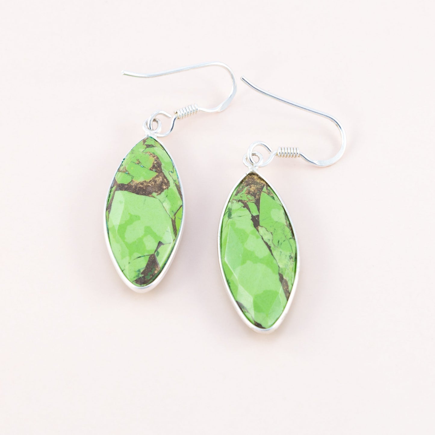 Lab-Made Green Copper Turquoise Earrings